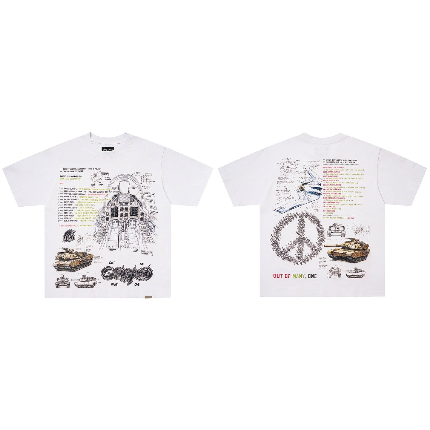 GodSpeed Military Blueprint Graphic T-Shirt