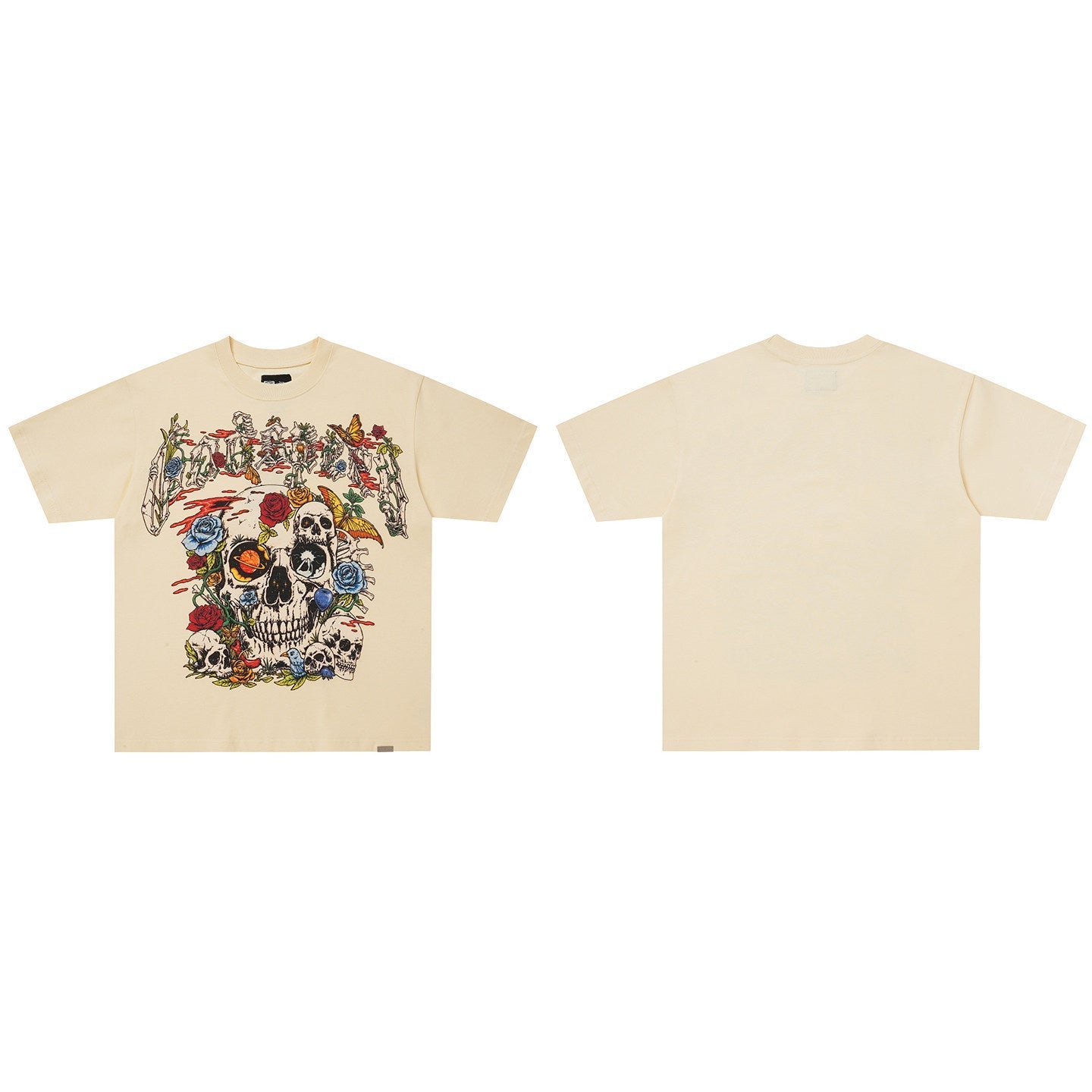 GodSpeed Cream Skull Rose Graphic T-Shirt