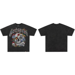GodSpeed Washed Black Skull Rose T-Shirt