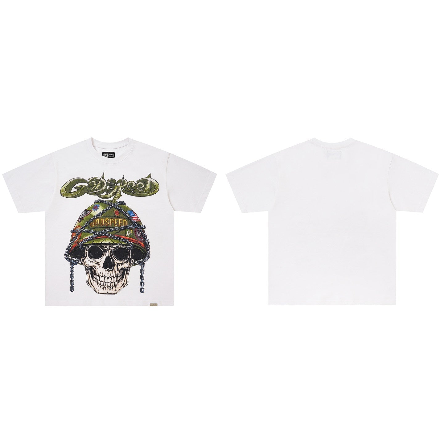 GodSpeed White Skull Helmet Graphic T-Shirt