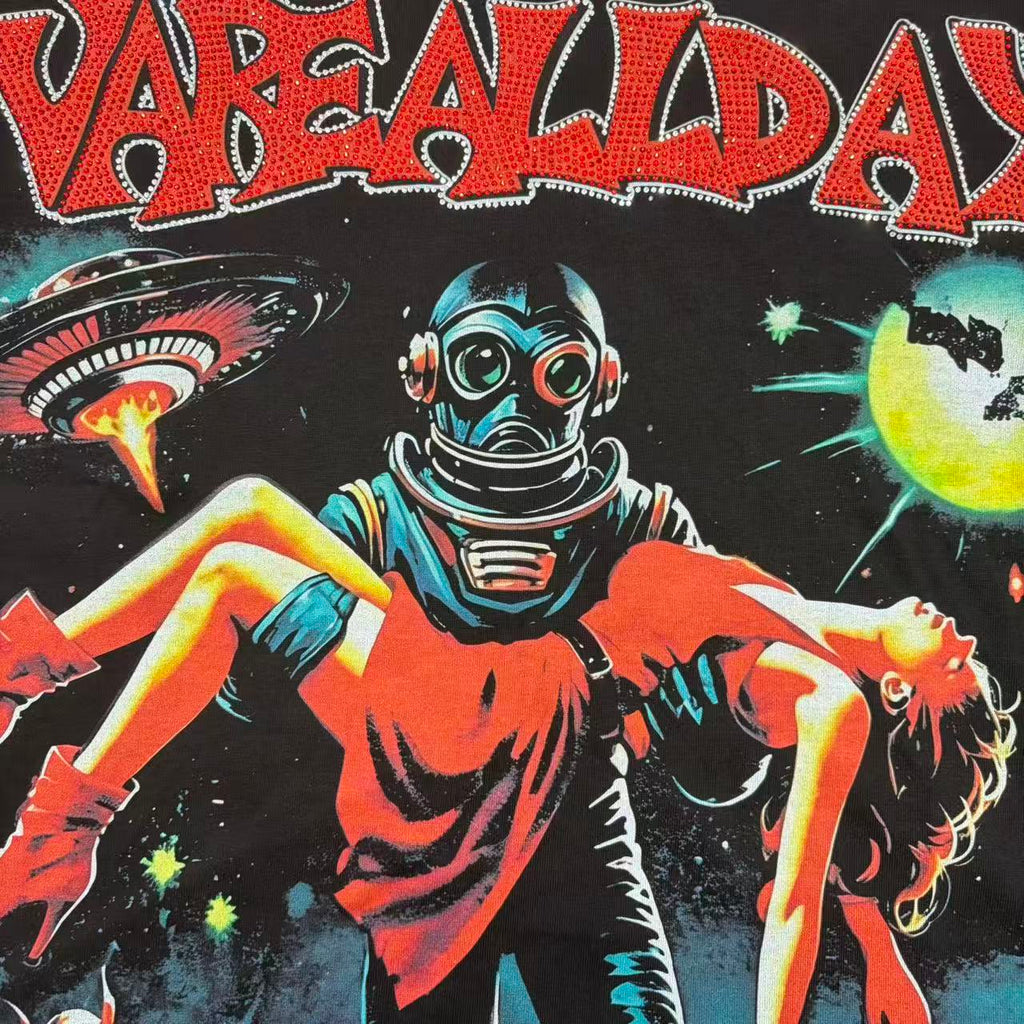 Vareallday Retro Sci‑Fi Alien Horror Graphic T‑Shirt