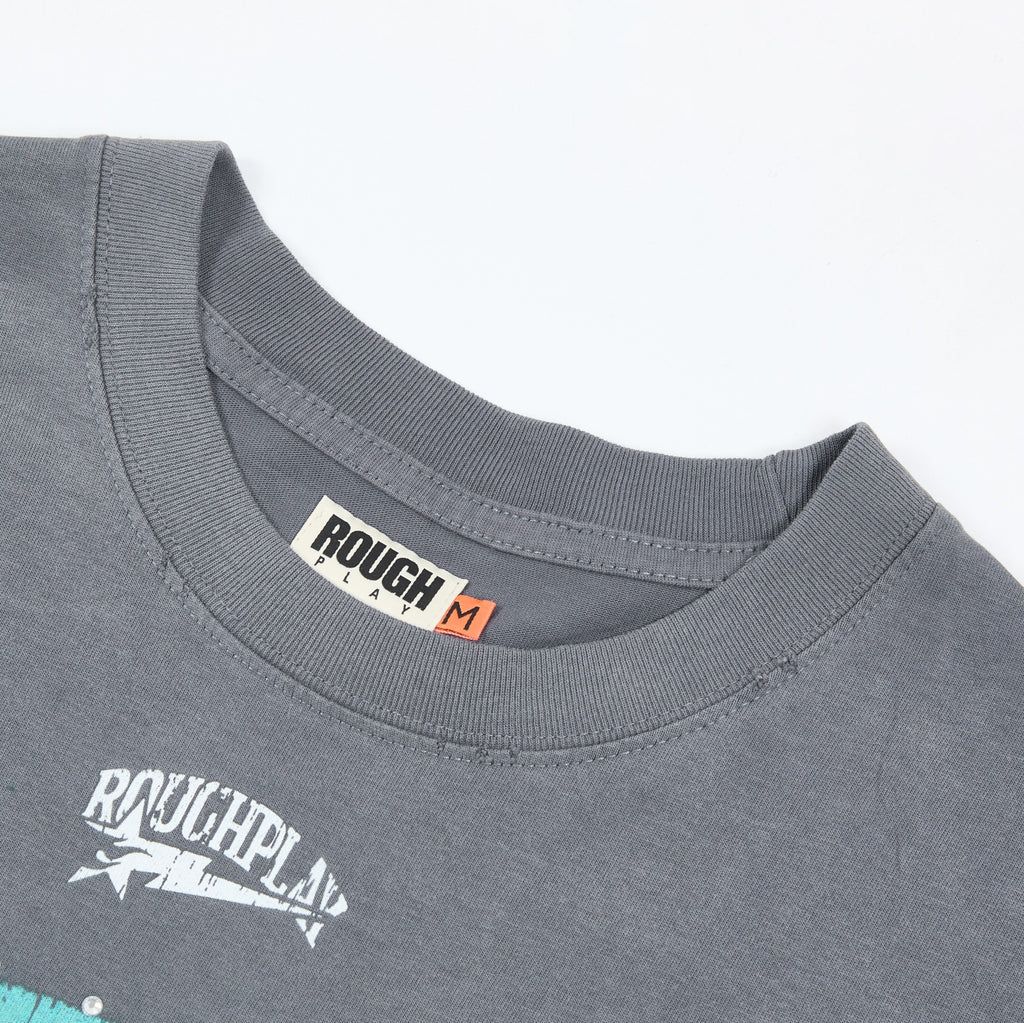 DUAA Distressed R Letter Circular Print Short Sleeve Tee