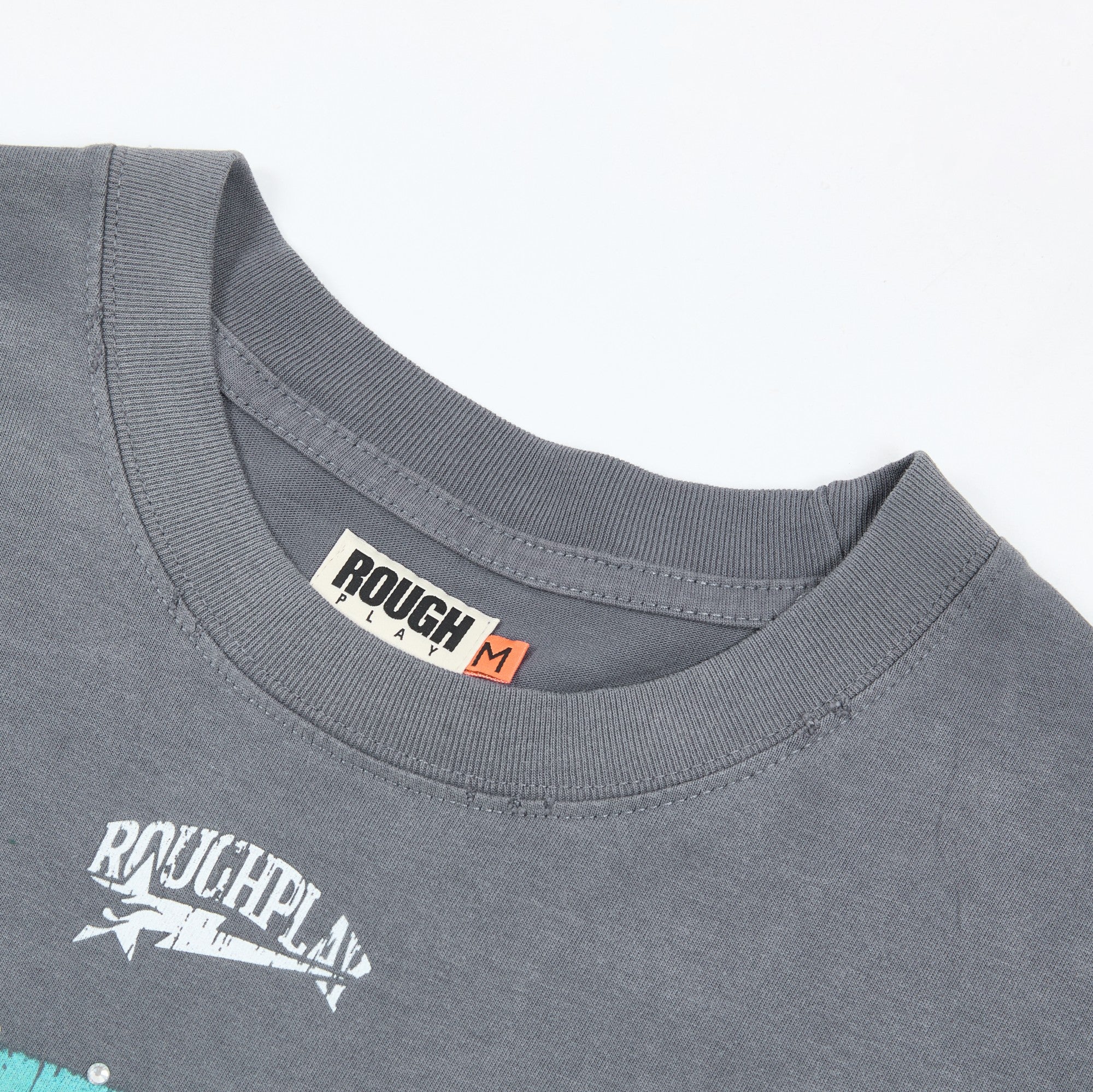 DUAA Distressed R Letter Circular Print Short Sleeve Tee