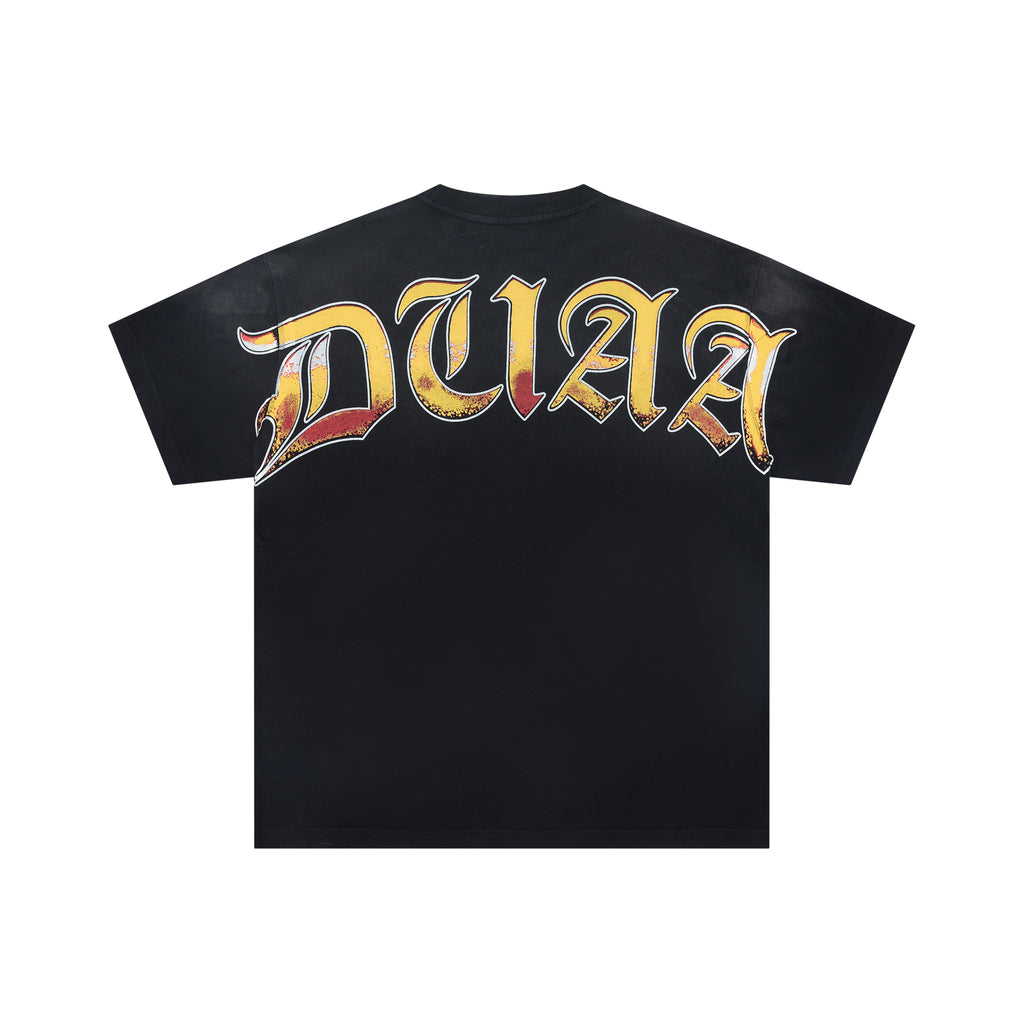 DUAA Soccer Flame Letter Graphic Short Sleeve Tee