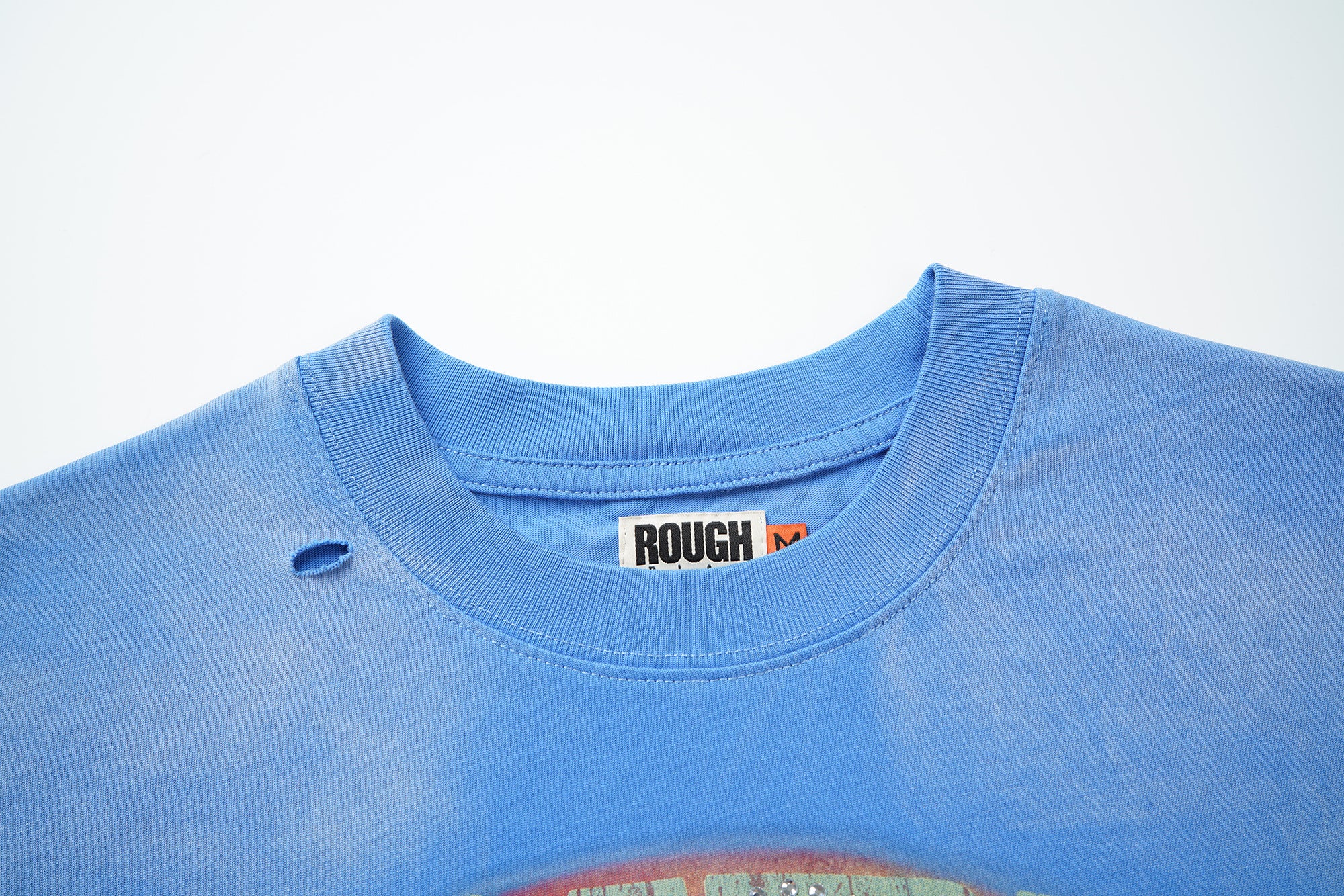 RoughPlay Sunset Warrior Sunflower Graphic Distressed Short‑Sleeve Tee Vintage Streetwear T‑Shirt