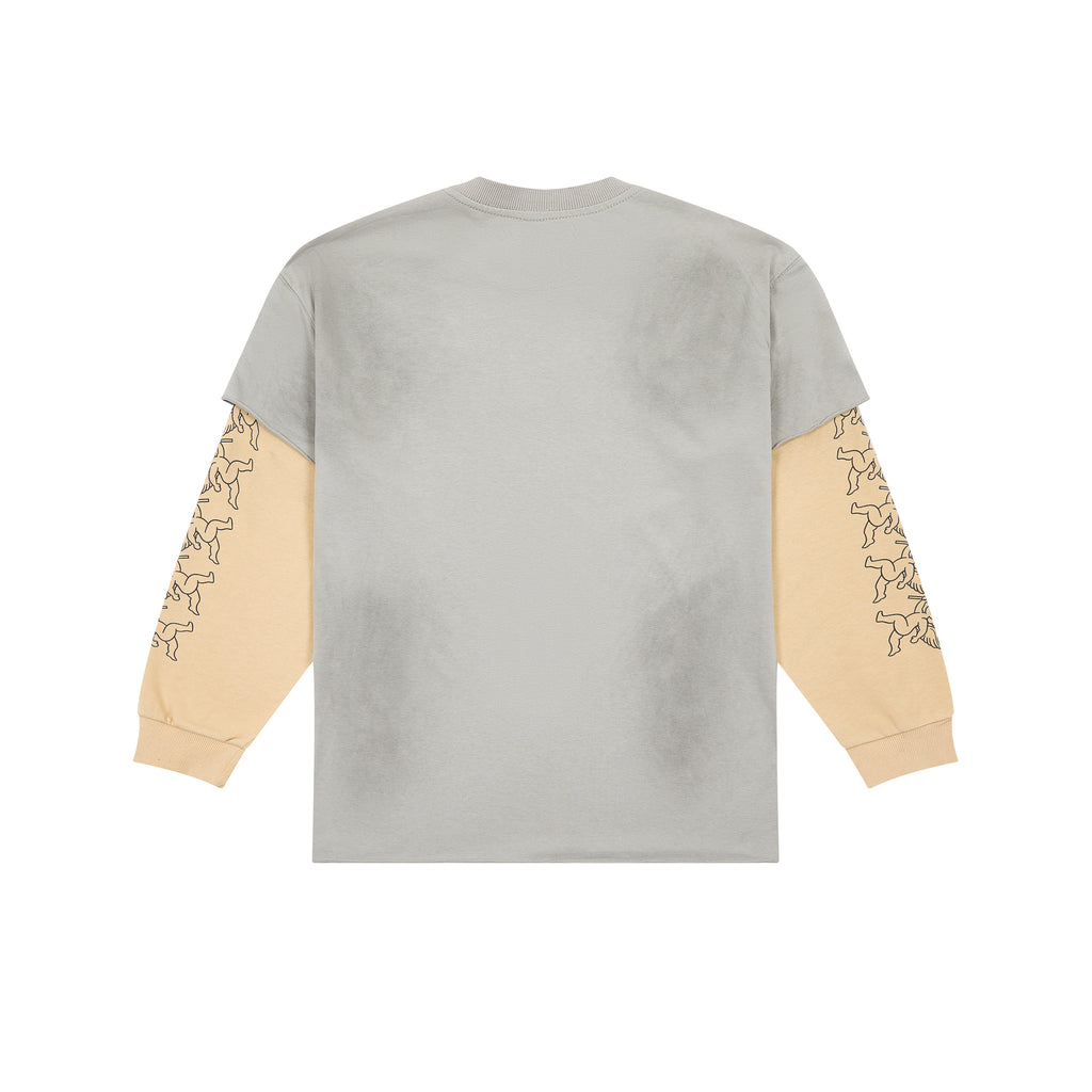 DUAA Hotline 1993 Retro Graphic Layered‑Look Long‑Sleeve Tee Vintage Streetwear T‑Shirt
