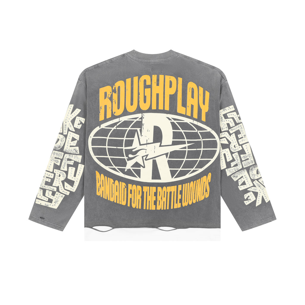 RoughPlay Skeleton Eyeball Graphic Distressed Long Sleeve Tee