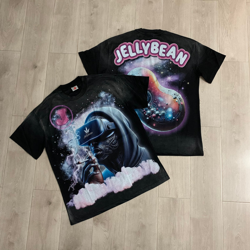 DUAA VR Hooded Man Cosmic Smoke Graphic Short Sleeve Tee