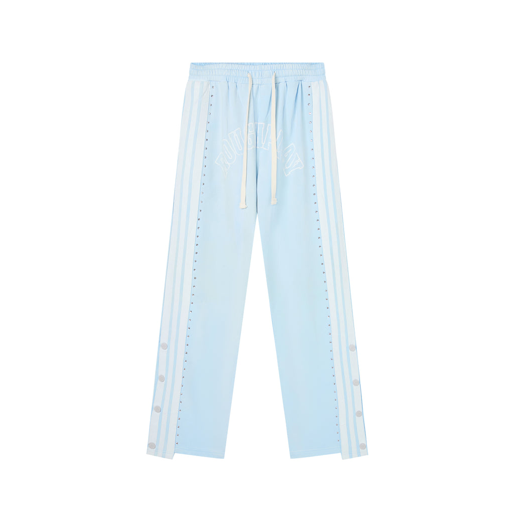 RoughPlay Light‑Blue Double‑Side White Stripe Straight Leg Sweatpants