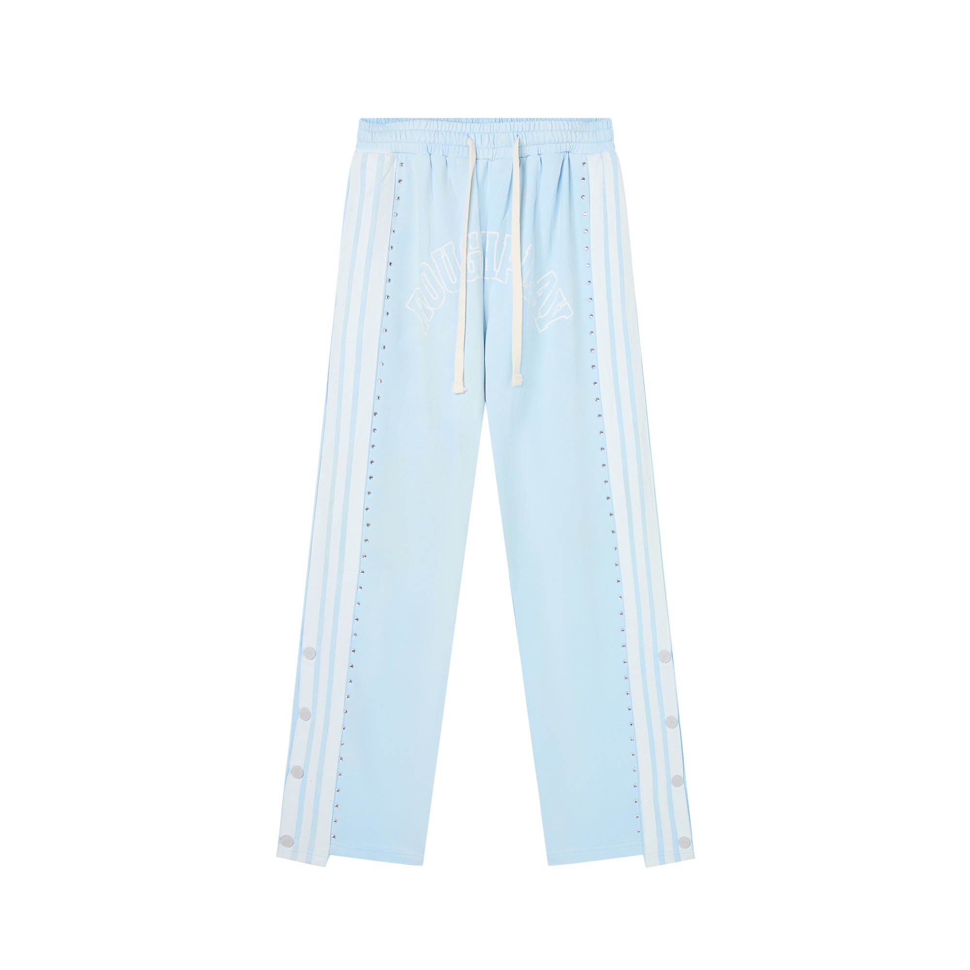 RoughPlay Light‑Blue Double‑Side White Stripe Straight Leg Sweatpants