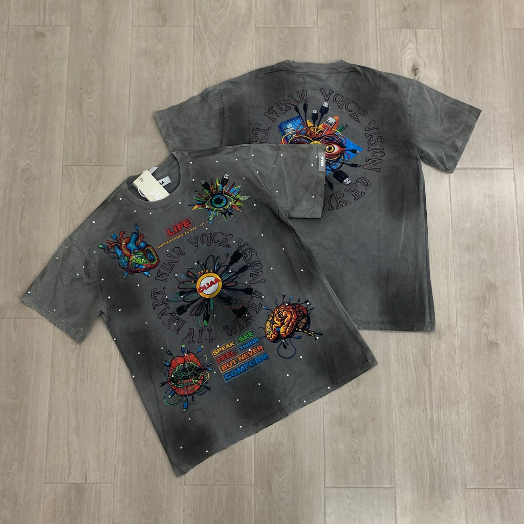 DUAA Psychedelic Organ Art Vintage Washed Graphic T‑Shirt