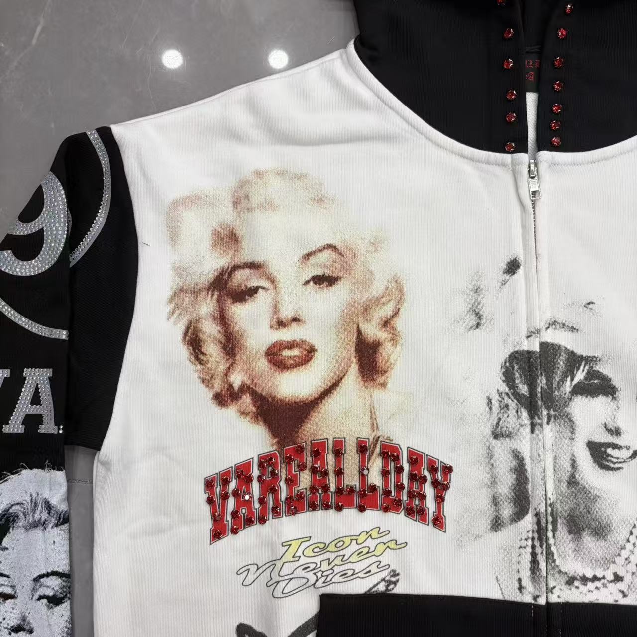Vareallday Marilyn Monroe Collage Zip Up Hoodie