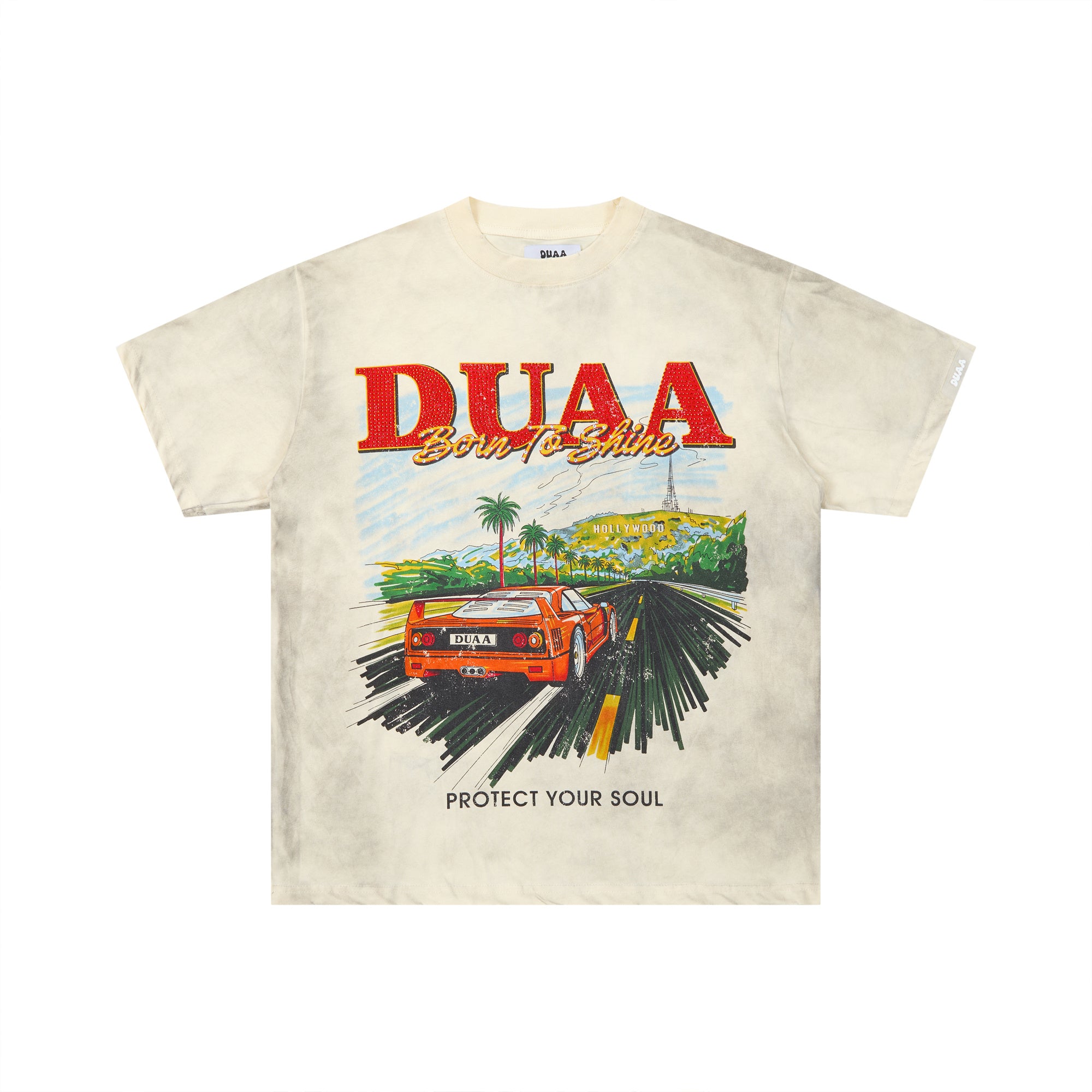 DUAA Born To Drive Vintage Sports Car Graphic T‑Shirt