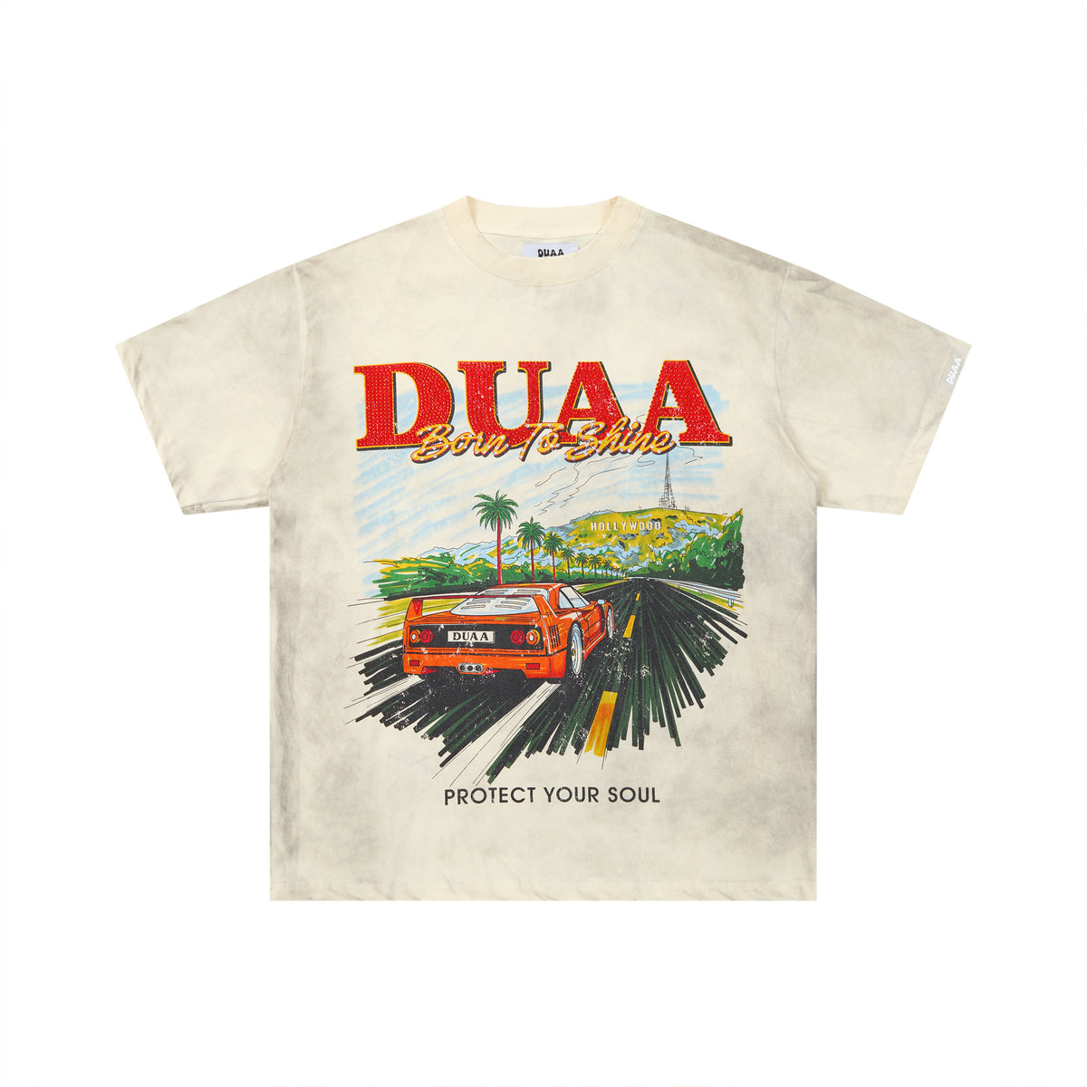 DUAA Born To Drive Vintage Sports Car Graphic T‑Shirt