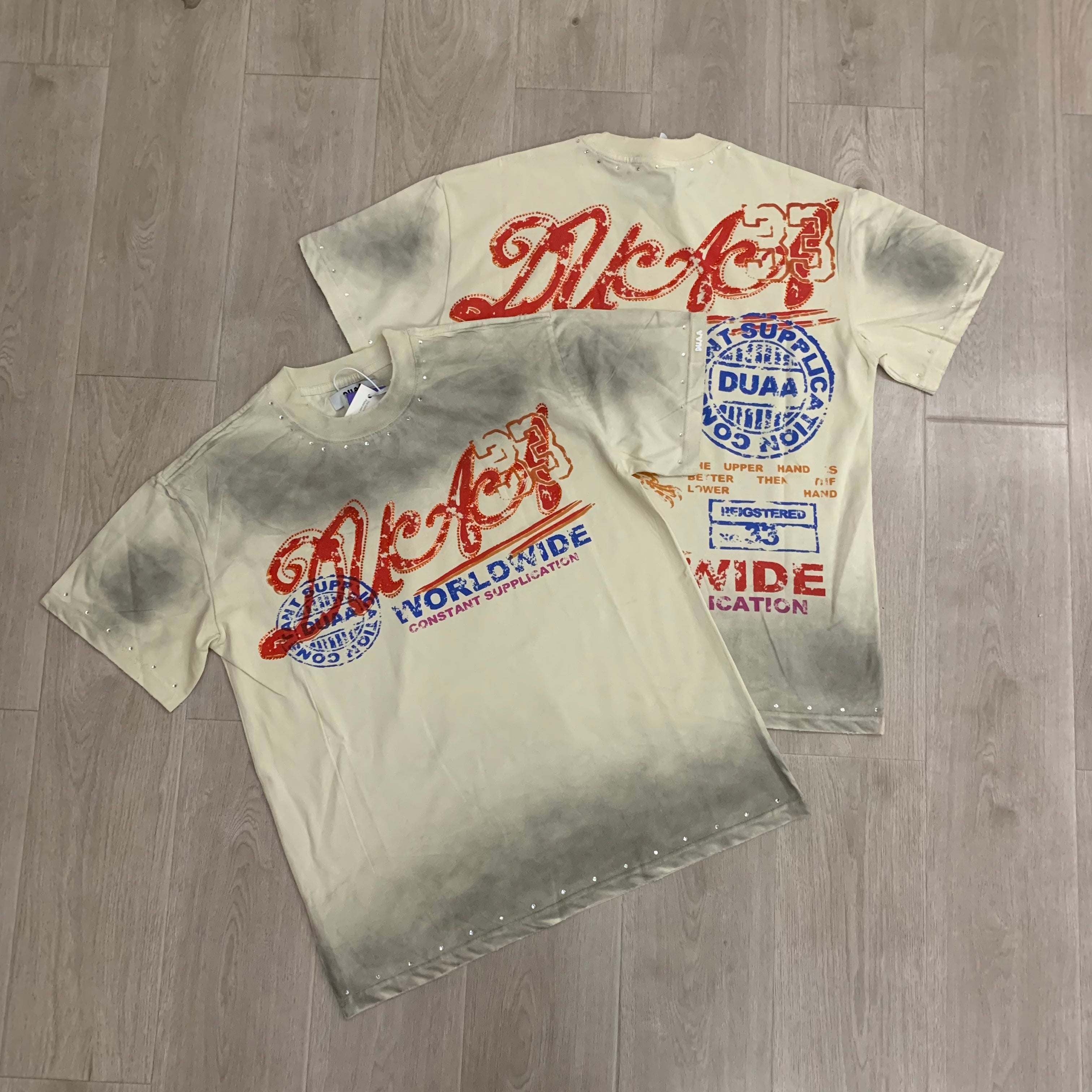 DUAA Worldwide Script Logo Vintage Washed T‑Shirt