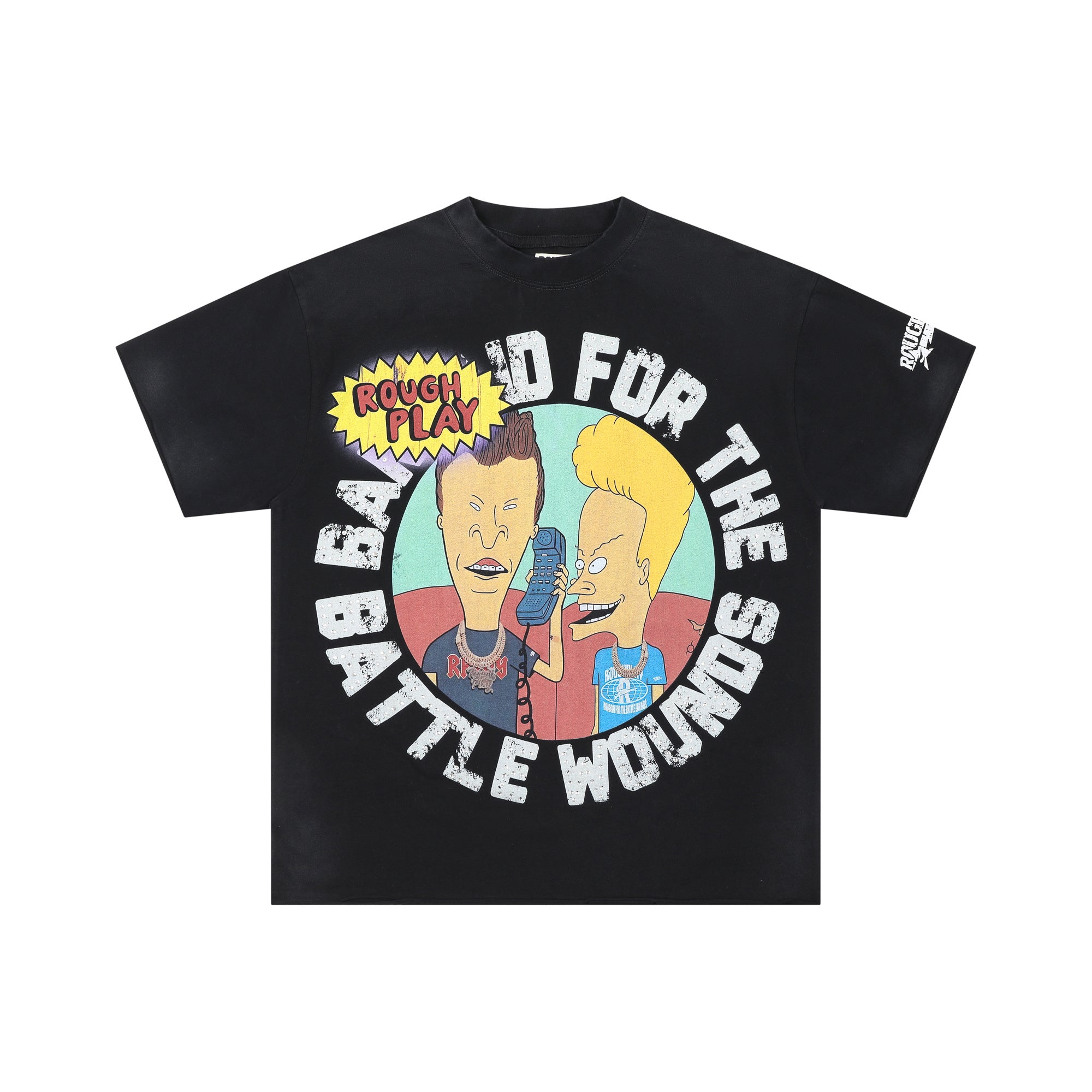 RoughPlay Cartoon Character Graphic Distressed Tee