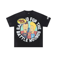 RoughPlay Cartoon Character Graphic Distressed Tee