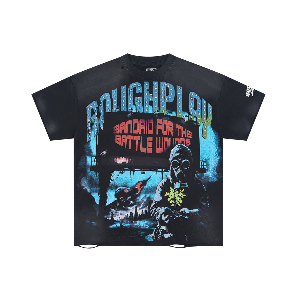 RoughPlay Gas Mask Figure Graphic Distressed Tee