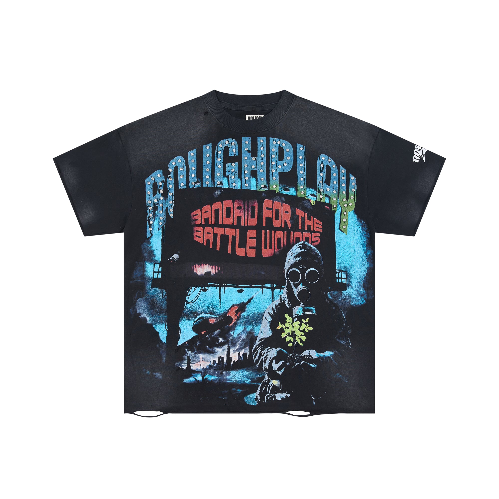 RoughPlay Gas Mask Figure Graphic Distressed Tee