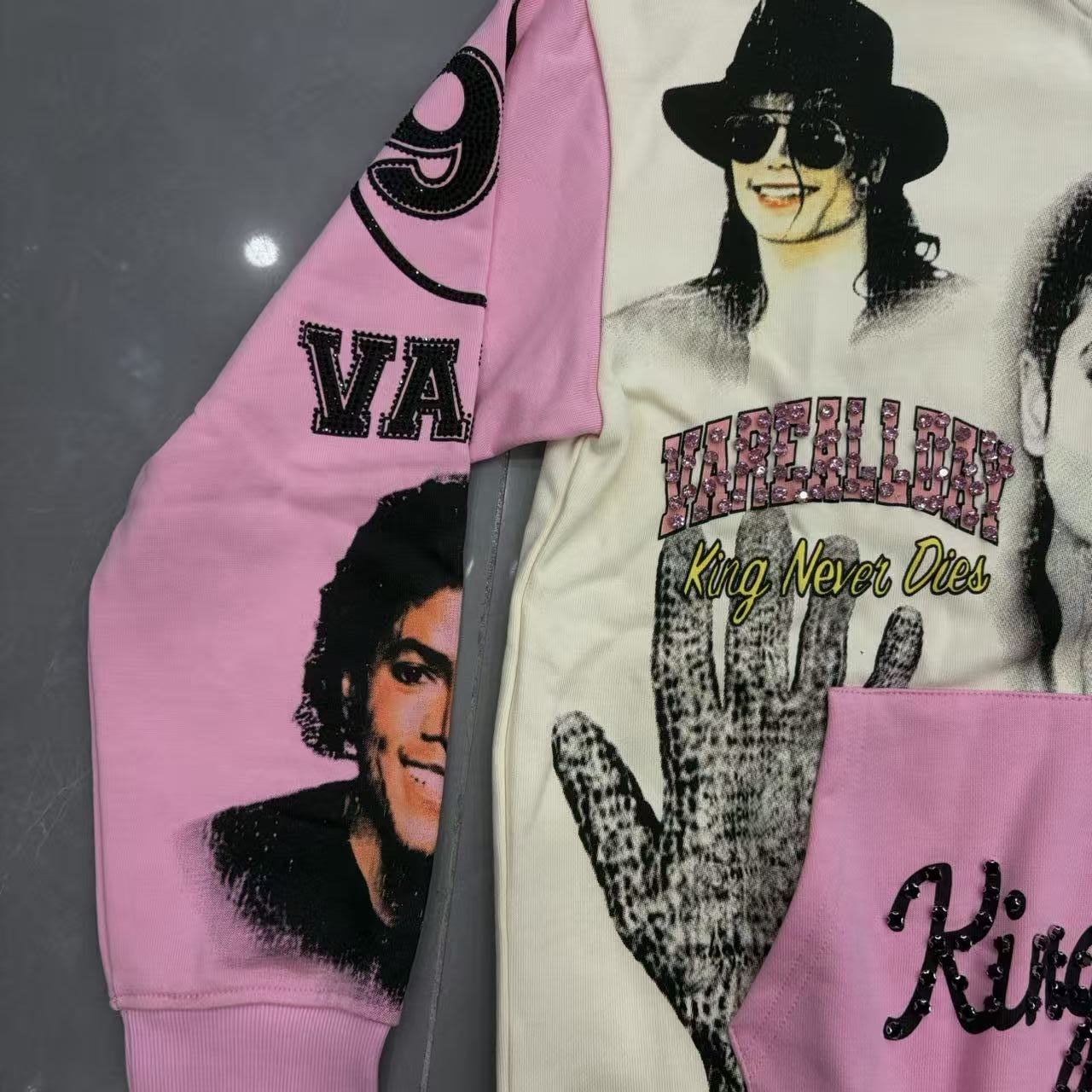 Vareallday Michael Jackson King of Pop Graphic Zip Up Hoodie