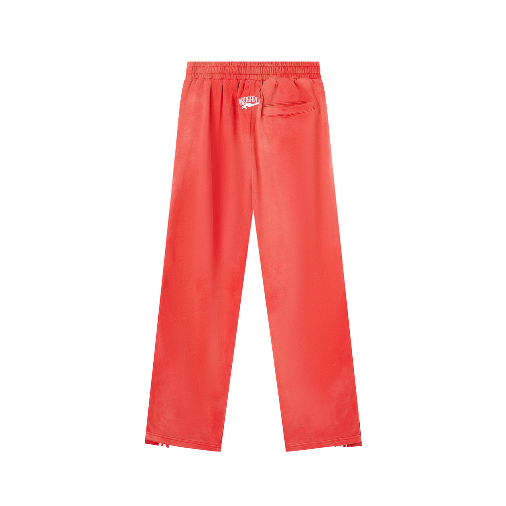 RoughPlay Red Double‑Side White Stripe Straight Leg Sweatpants