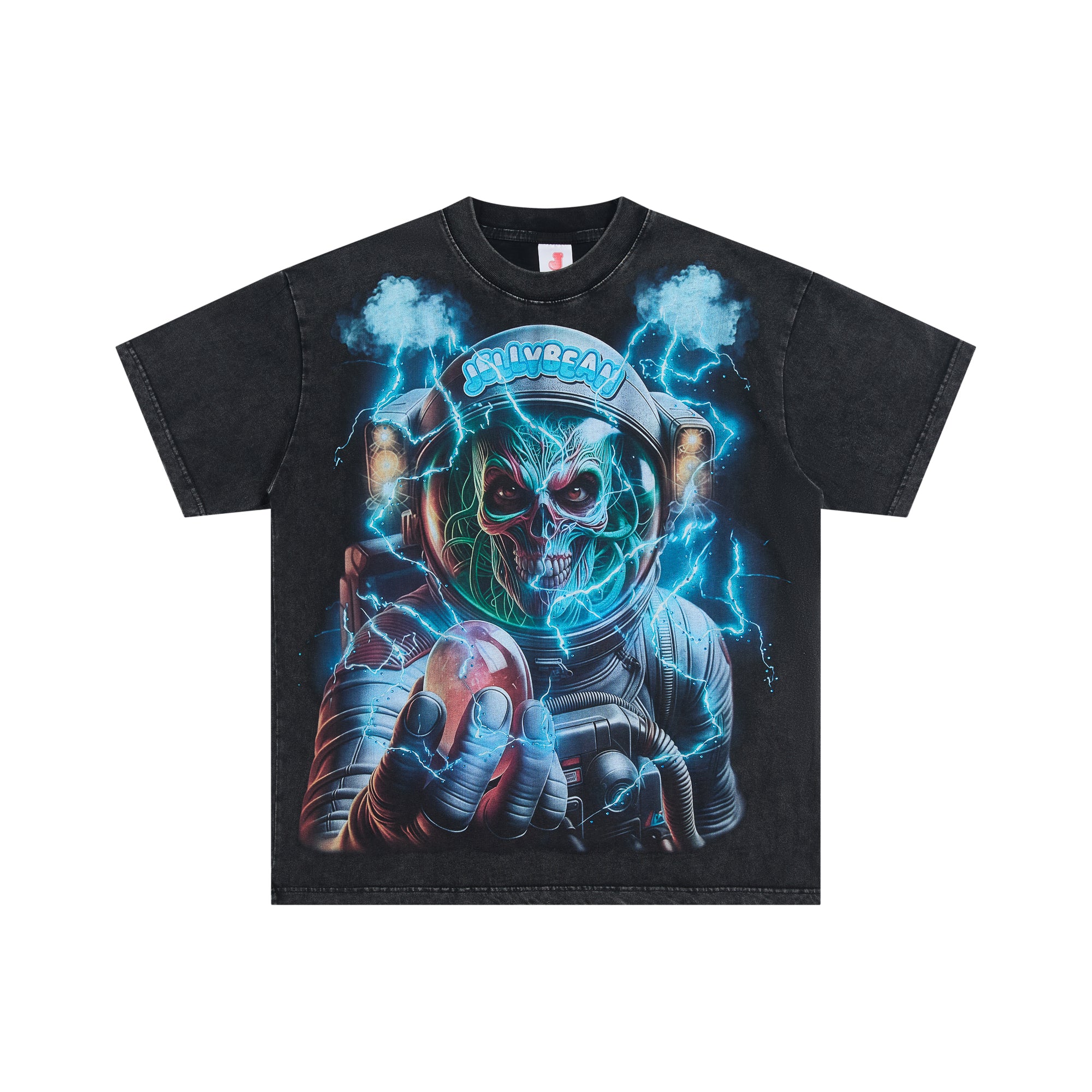 DUAA Skeleton Astronaut Lightning Electric Graphic Short Sleeve Tee