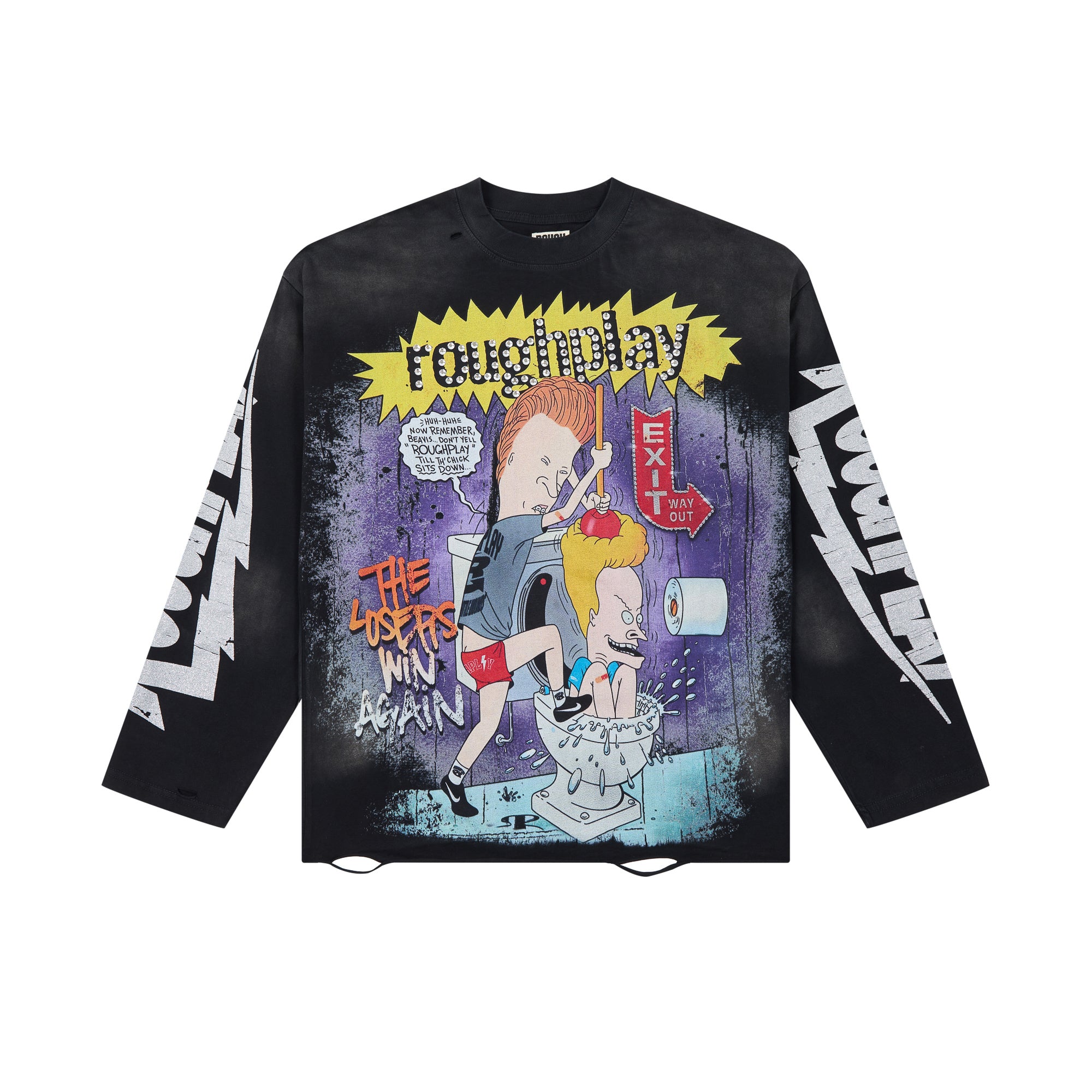 RoughPlay Cartoon Graffiti Vintage Distressed Long Sleeve Tee