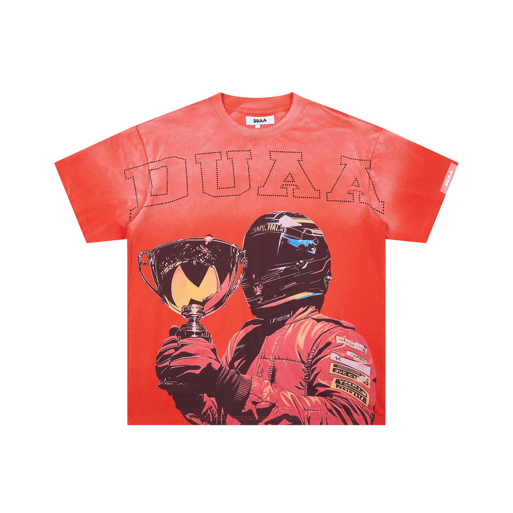 DUAA Racing Driver Trophy Vintage Portrait Graphic T‑Shirt