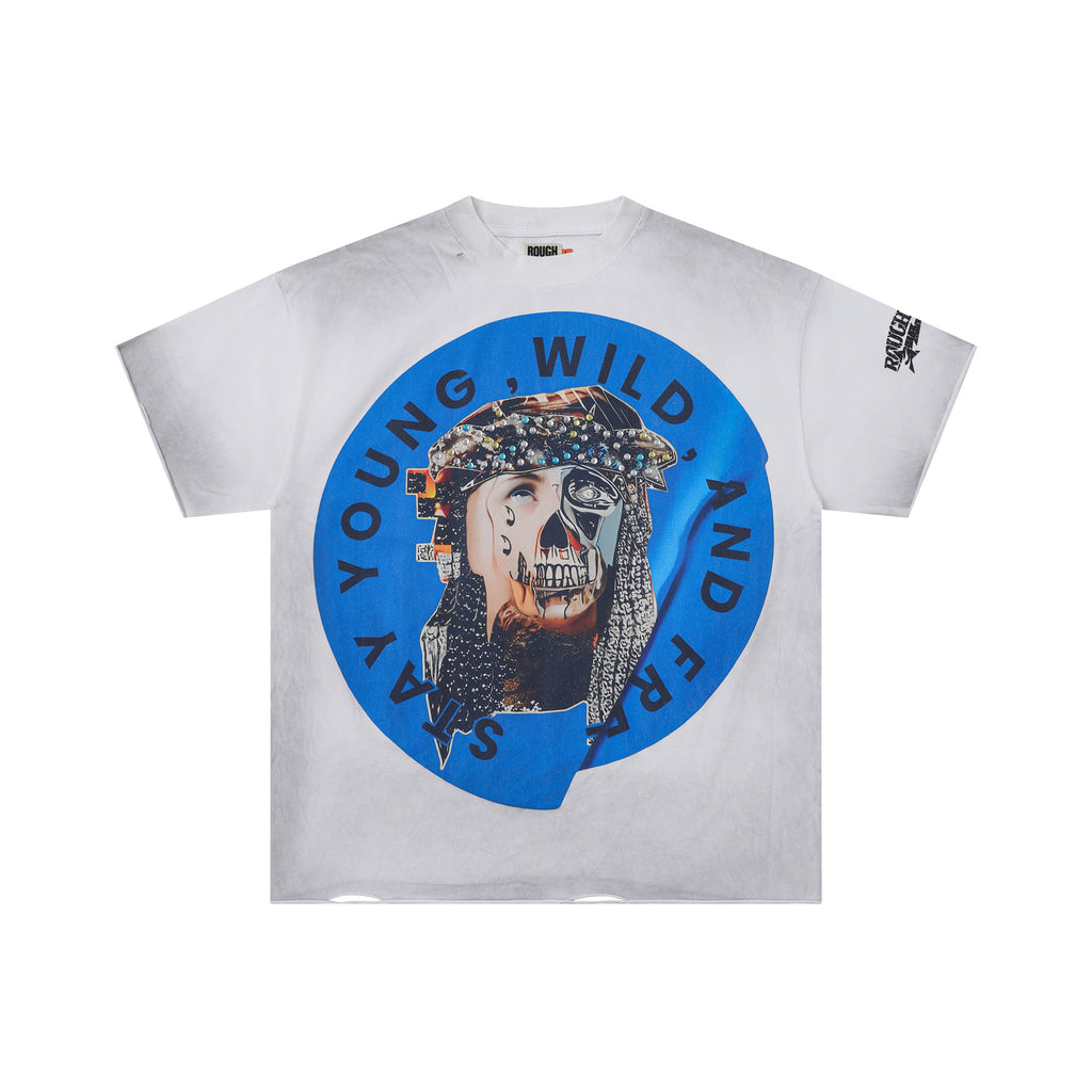 RoughPlay Skull Portrait Graphic Distressed Tee