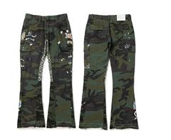Gallery Dept. Camo Flare Cargo Pants with Leopard & Graphic Patches