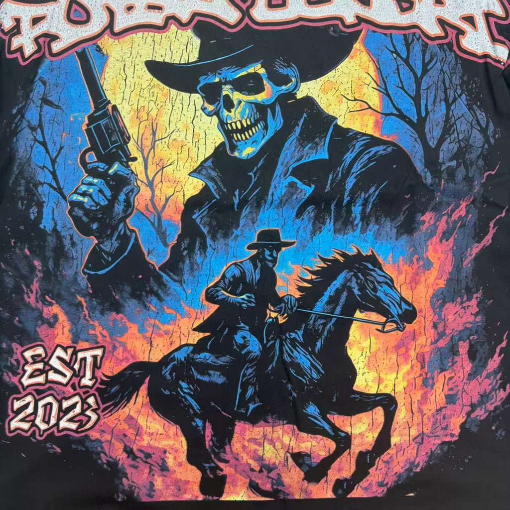 Royal Desert Skeleton Cowboy Vintage Graphic T‑Shirt
