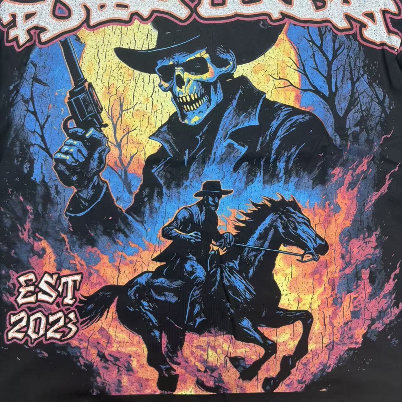 Royal Desert Skeleton Cowboy Vintage Graphic T‑Shirt
