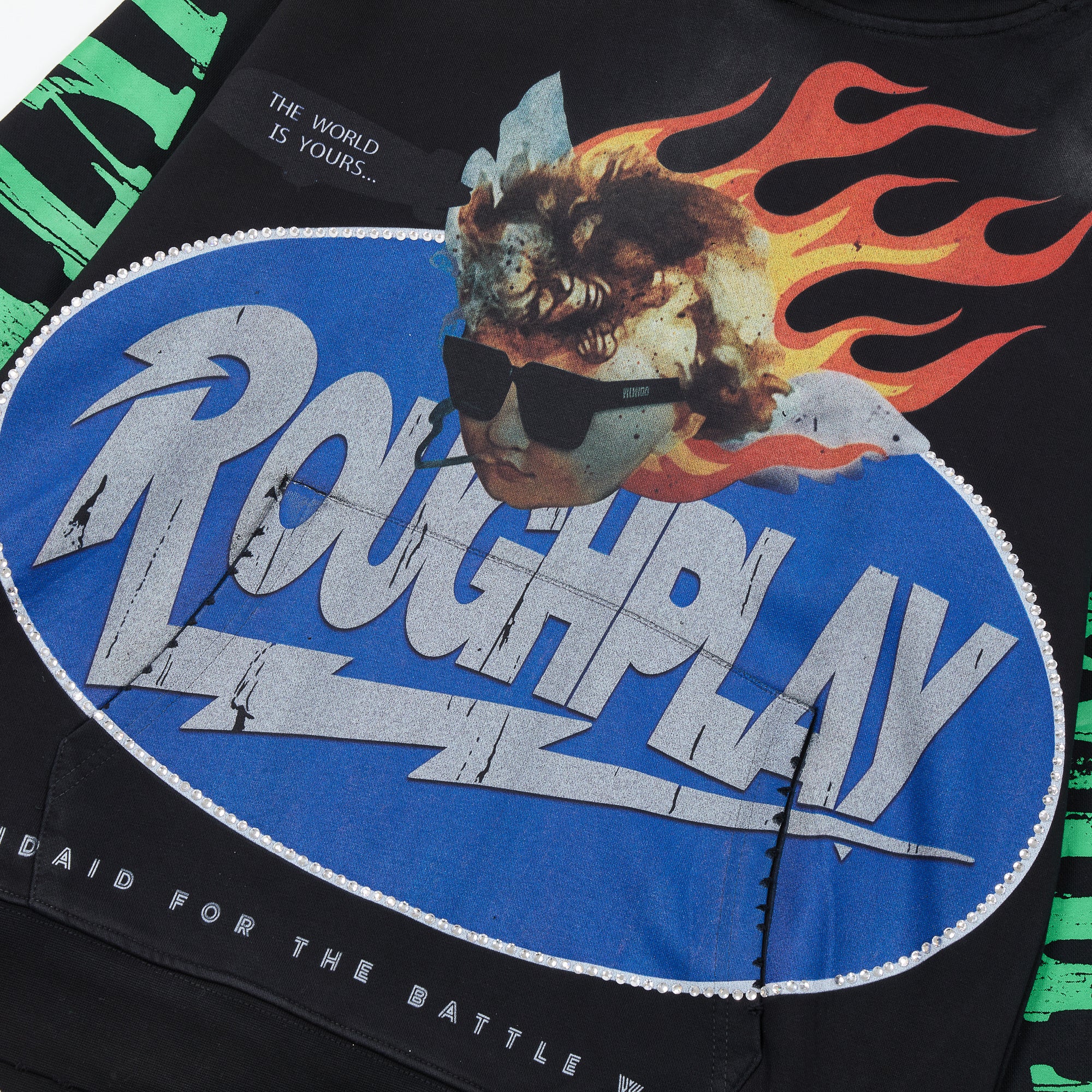 RoughPlay Flame Graphic Vintage Hoodie
