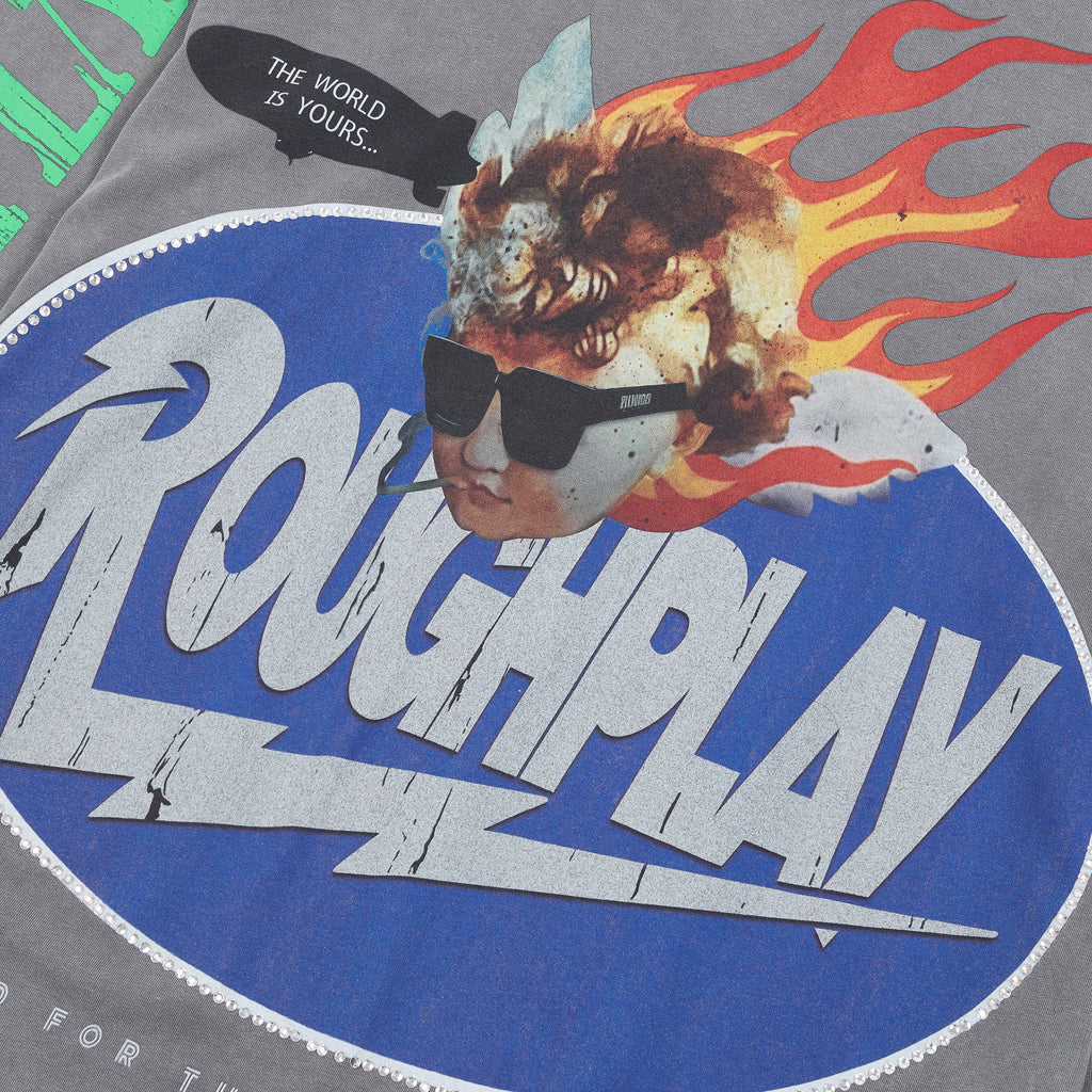 RoughPlay Flame Portrait Vintage Distressed Long Sleeve Tee