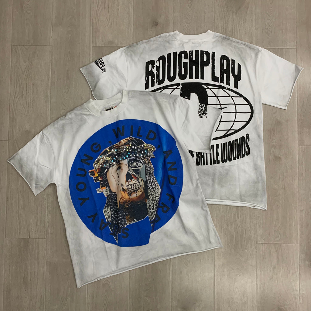 RoughPlay Skull Portrait Graphic Distressed Tee