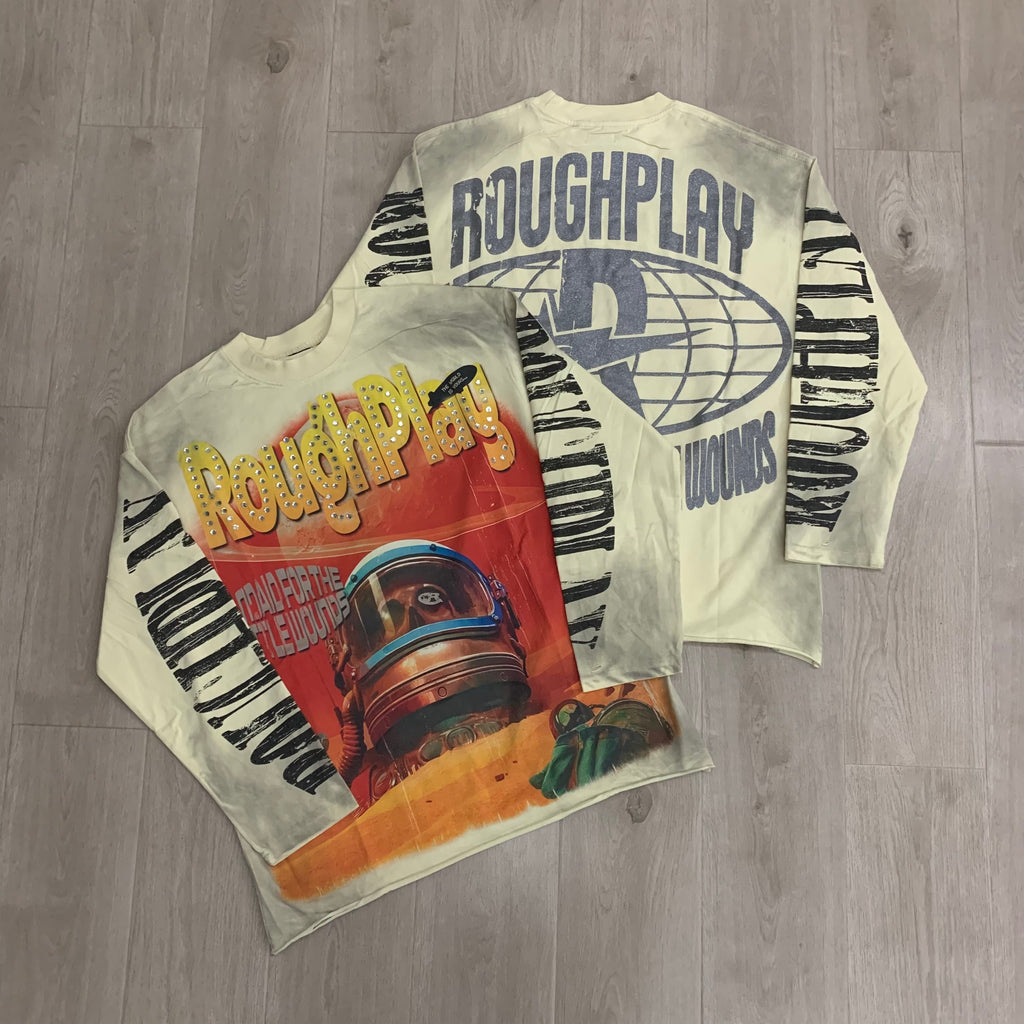 RoughPlay Astronaut Mars Vintage Distressed Long Sleeve Tee