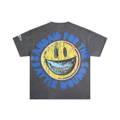 RoughPlay Skeleton Baseball Player Graphic Distressed Short‑Sleeve Tee Vintage Streetwear T‑Shirt