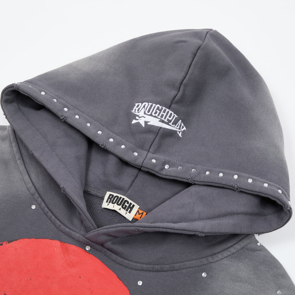 RoughPlay Red Portrait Graphic Vintage Hoodie