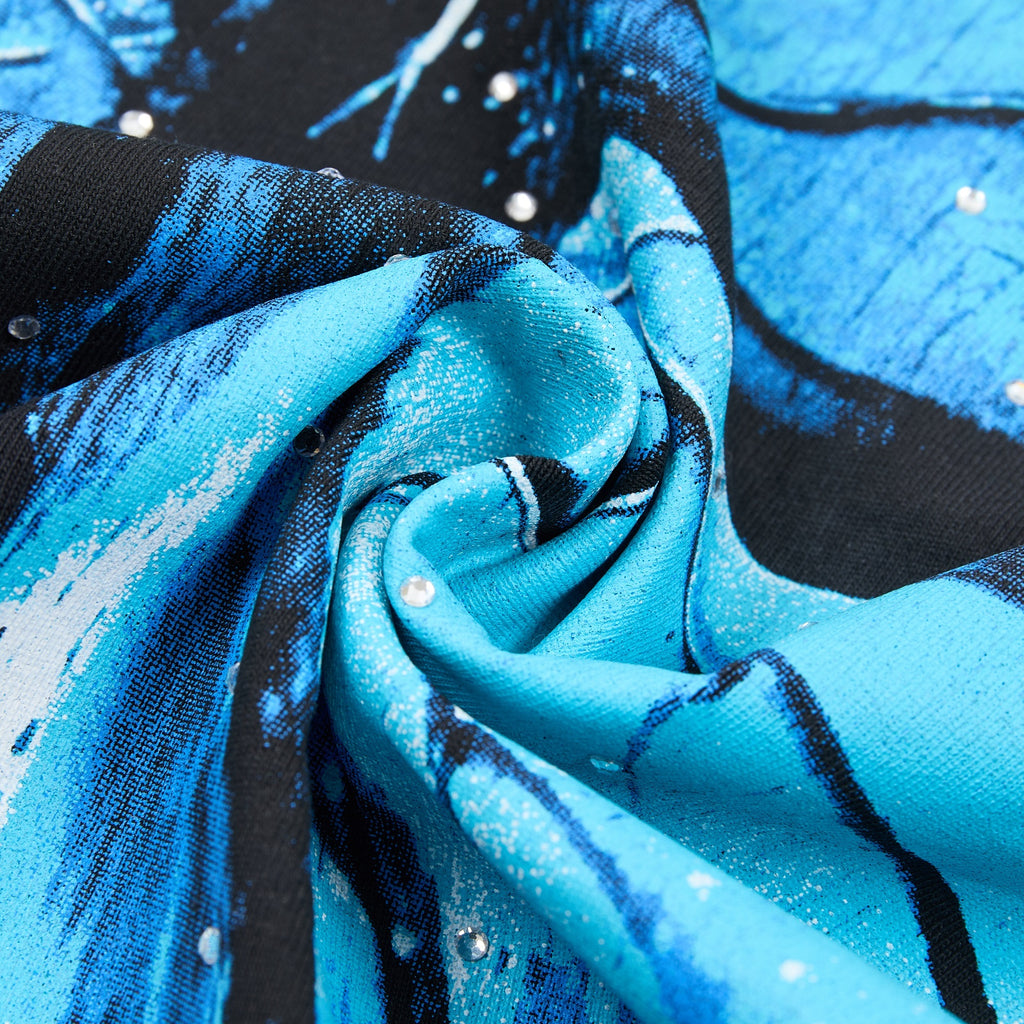 DUAA Blue Flame Butterfly Vintage Graphic T‑Shirt