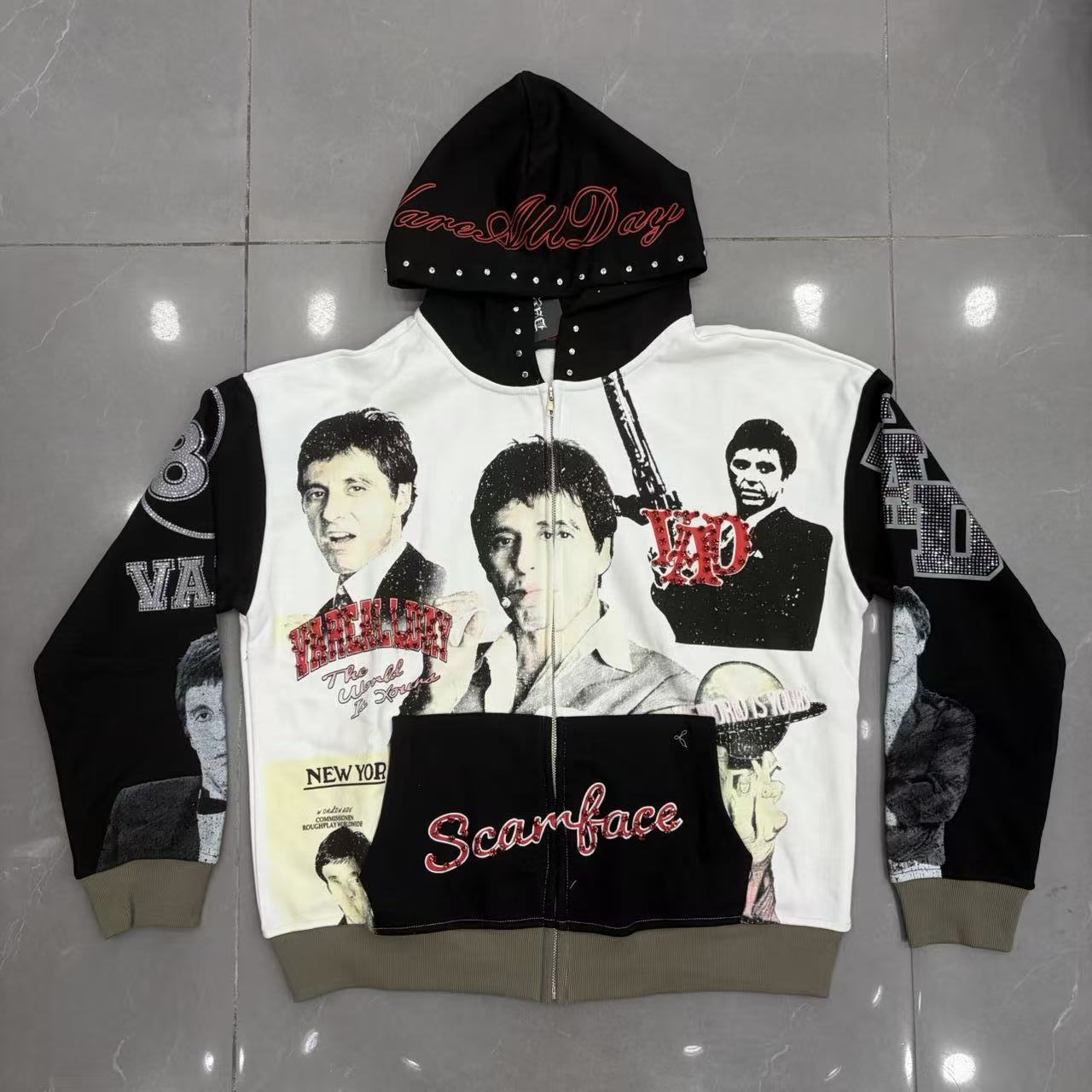 Vareallday Scarface Movie Graphic Zip Up Hoodie