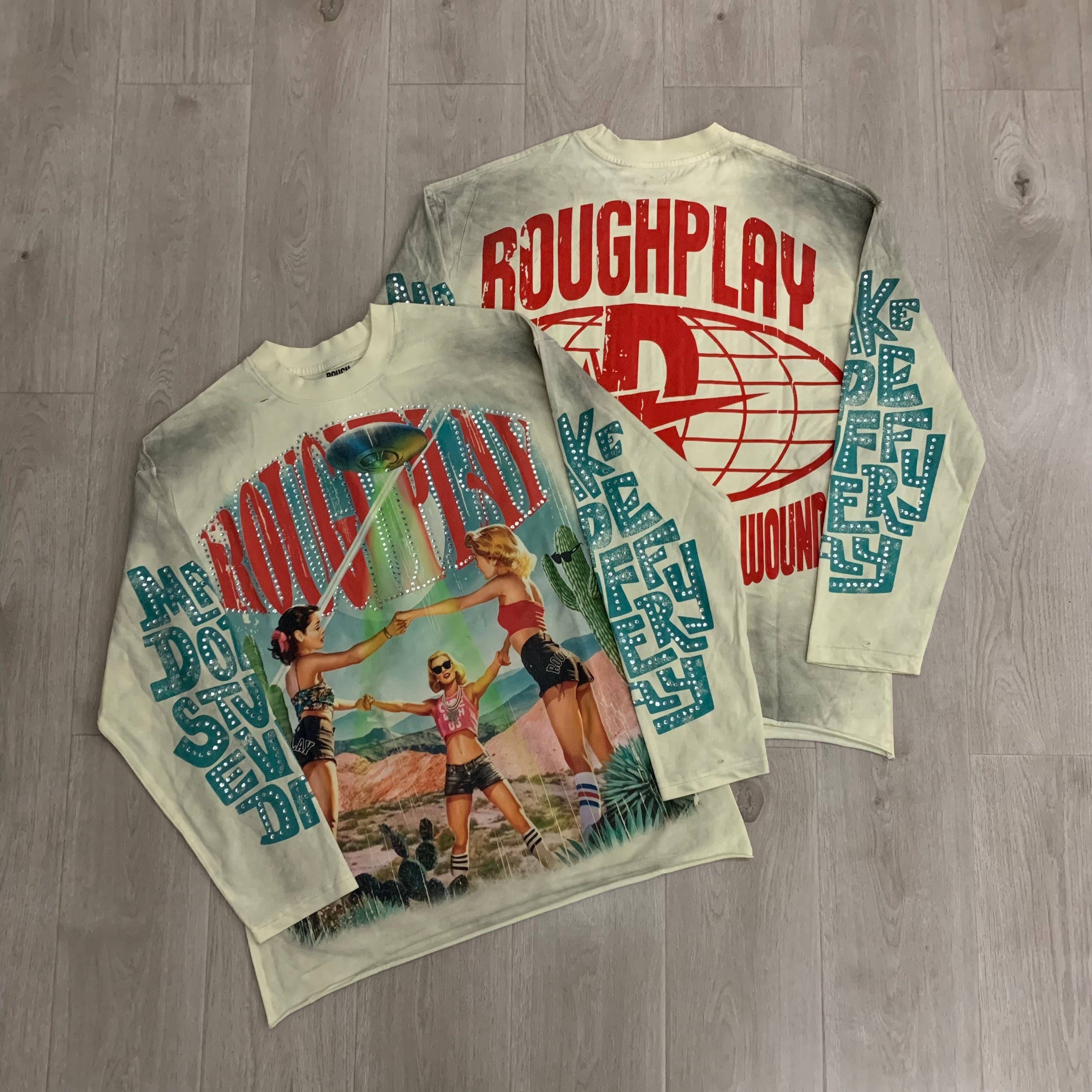 RoughPlay Desert UFO Vintage Graphic Distressed Long Sleeve Tee