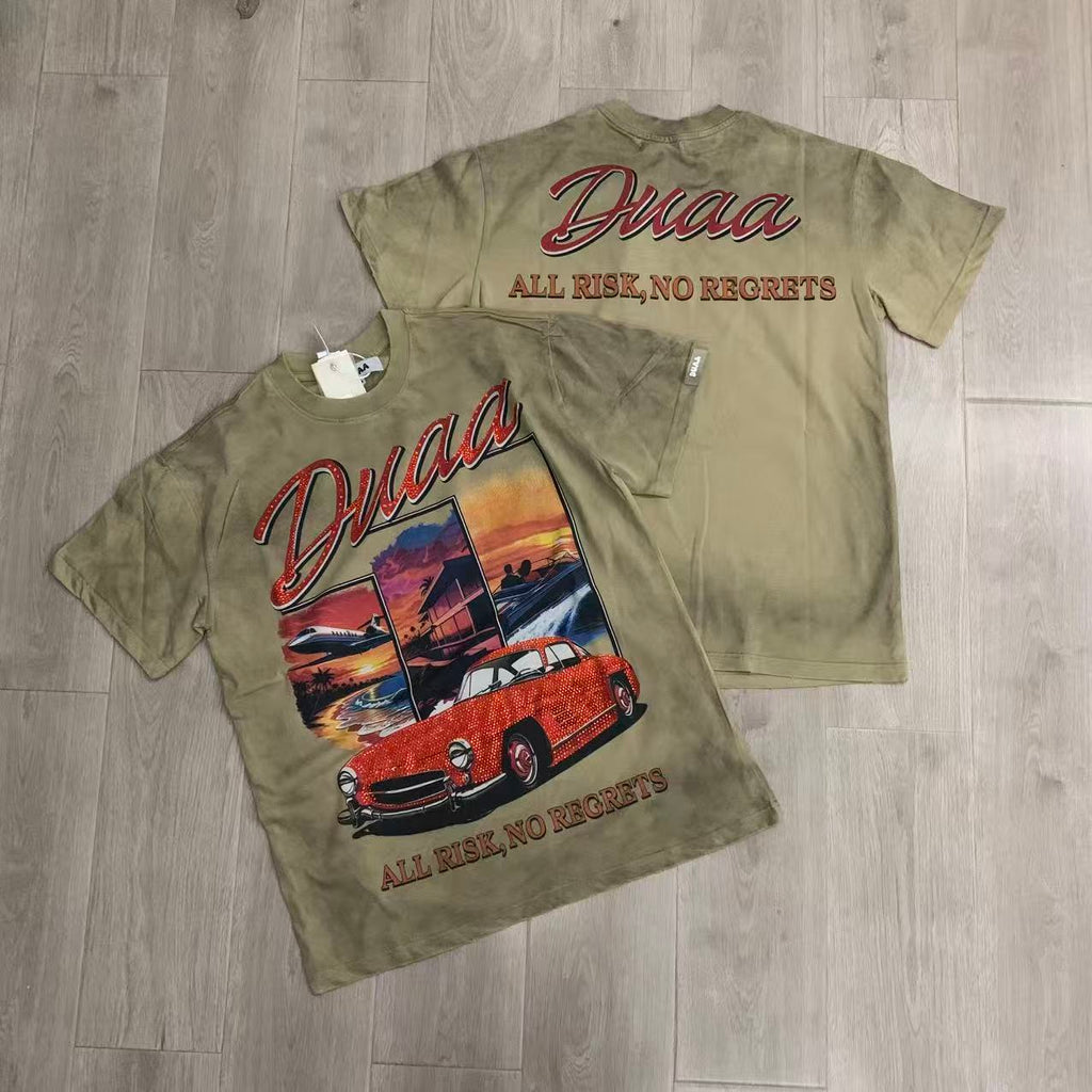 DUAA All Risk No Regrets Vintage Classic Car Graphic T‑Shirt