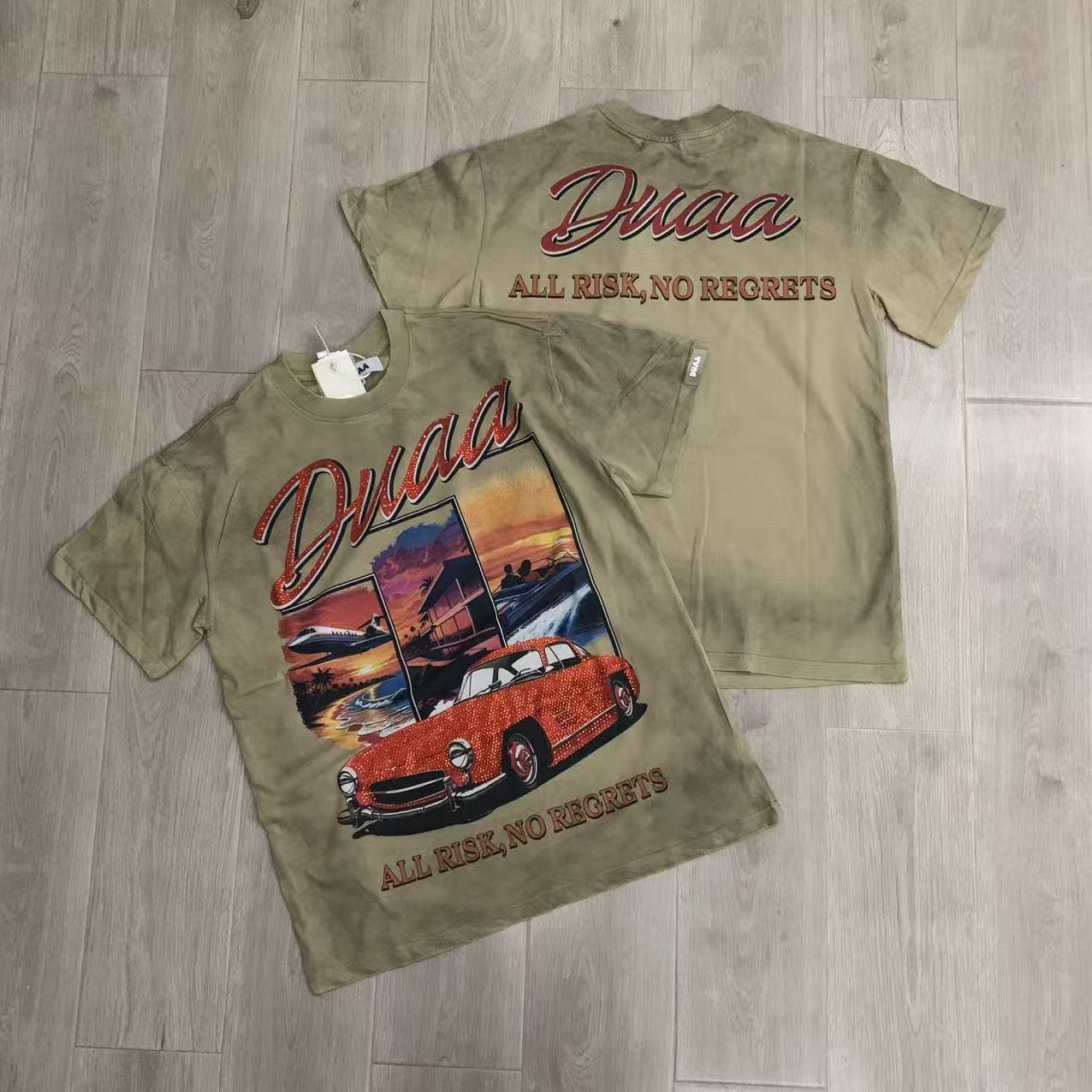 DUAA All Risk No Regrets Vintage Classic Car Graphic T‑Shirt