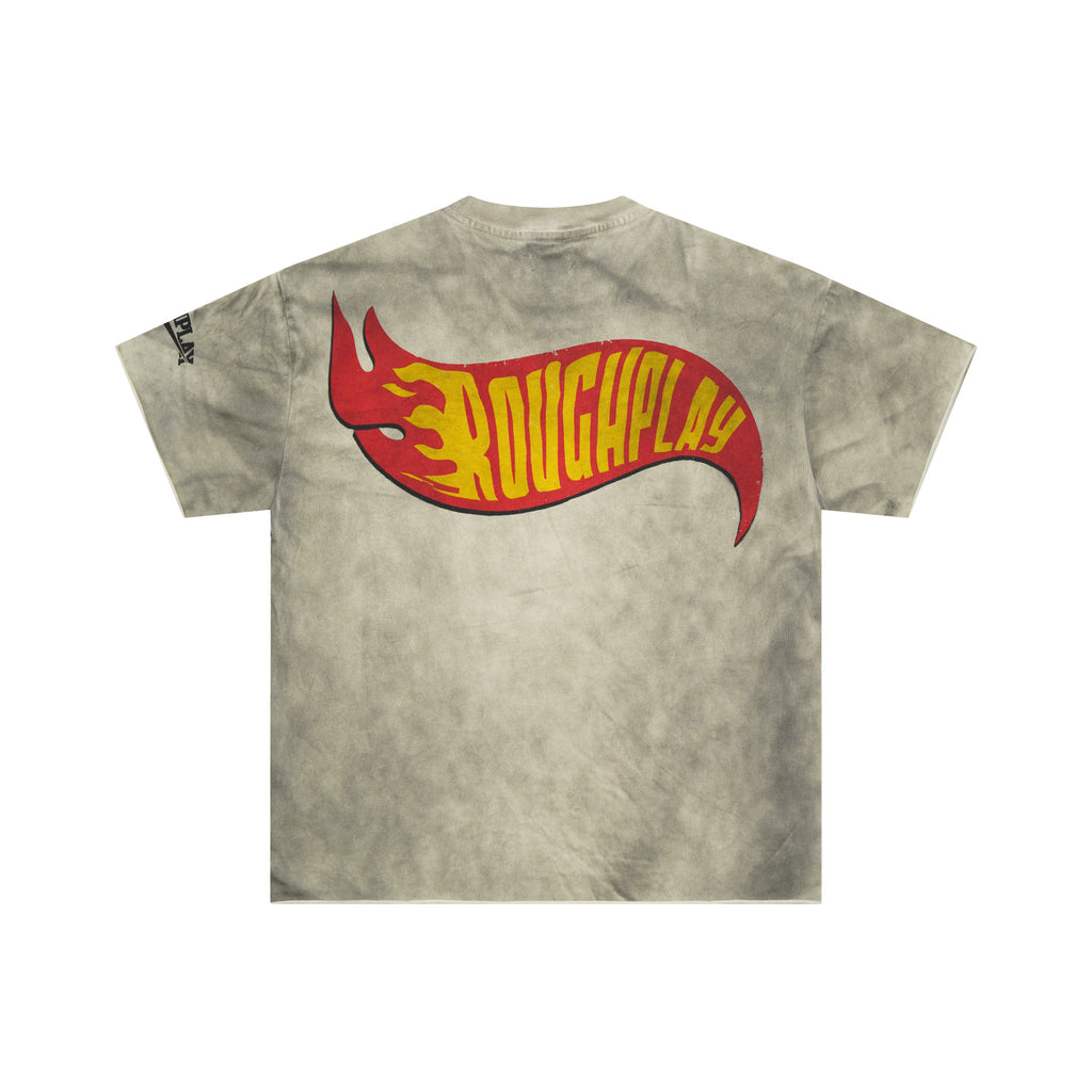 RoughPlay Monster Truck Flame Graphic Distressed Short‑Sleeve Tee Vintage Streetwear T‑Shirt