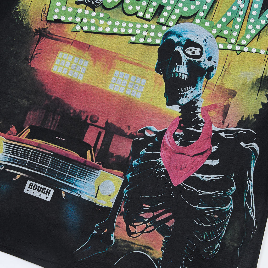RoughPlay Skeleton Retro Car Graphic Distressed Tee