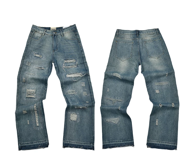 Gallery Dept. Vintage Washed Distressed Straight Leg Jeans