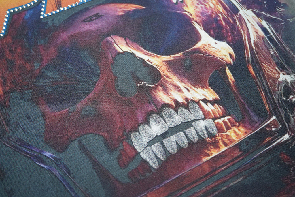 RoughPlay Skull Graphic Distressed Short‑Sleeve Tee Vintage Gothic Streetwear T‑Shirt