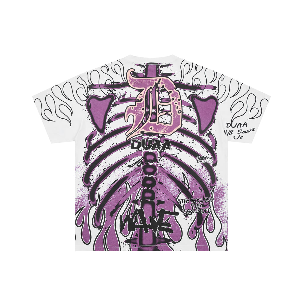 DUAA Skeleton Cartoon Graphic Short Sleeve Tee