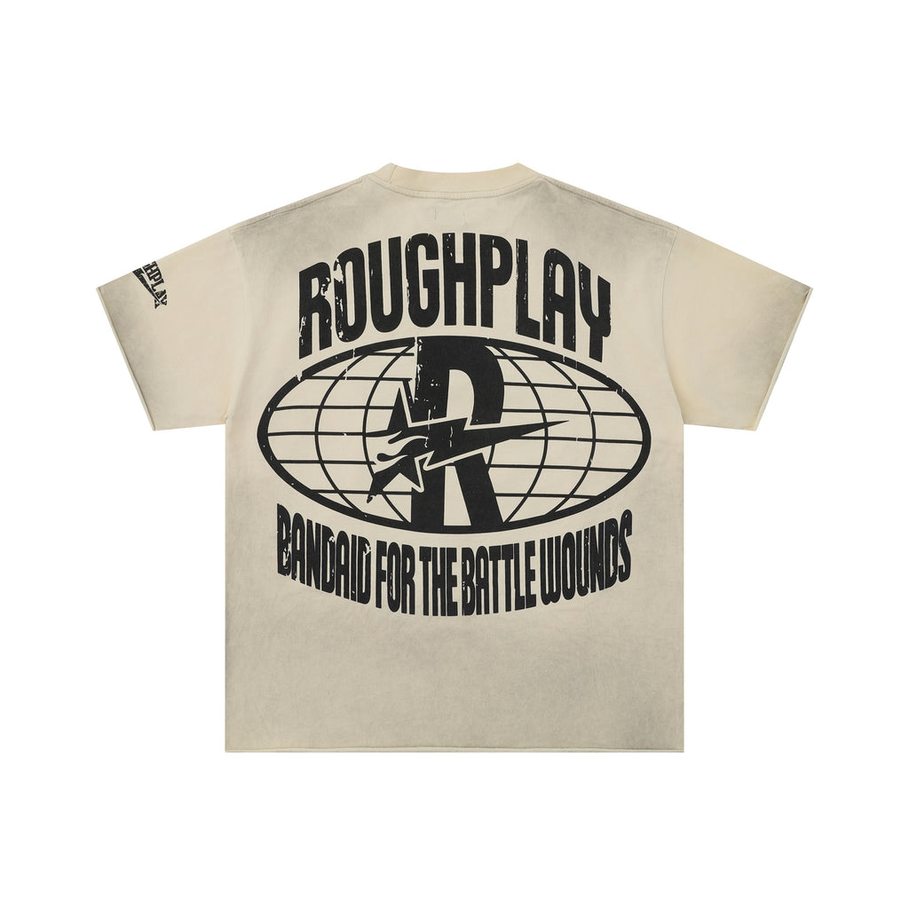 RoughPlay Stay Young Wild And Free Skull Portrait Graphic Distressed Short‑Sleeve Tee Vintage Streetwear T‑Shirt