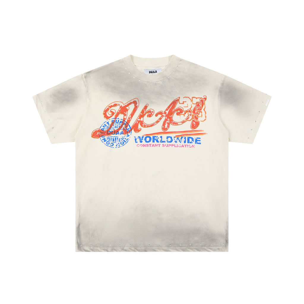 DUAA Worldwide Script Logo Vintage Washed T‑Shirt